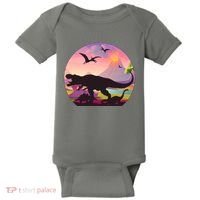 Cool Prehistoric Dinosaur Land Baby Bodysuit thumb 0