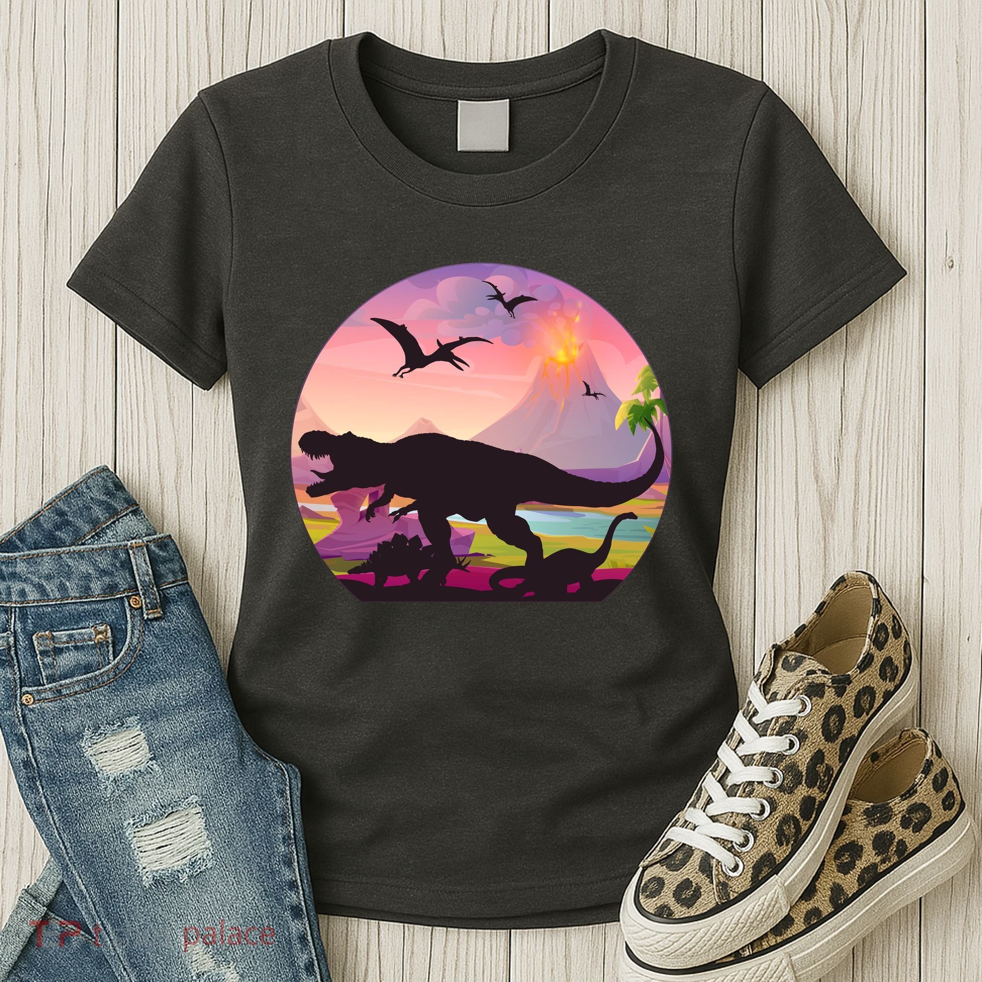 Cool Prehistoric Dinosaur Land Women's T-Shirt