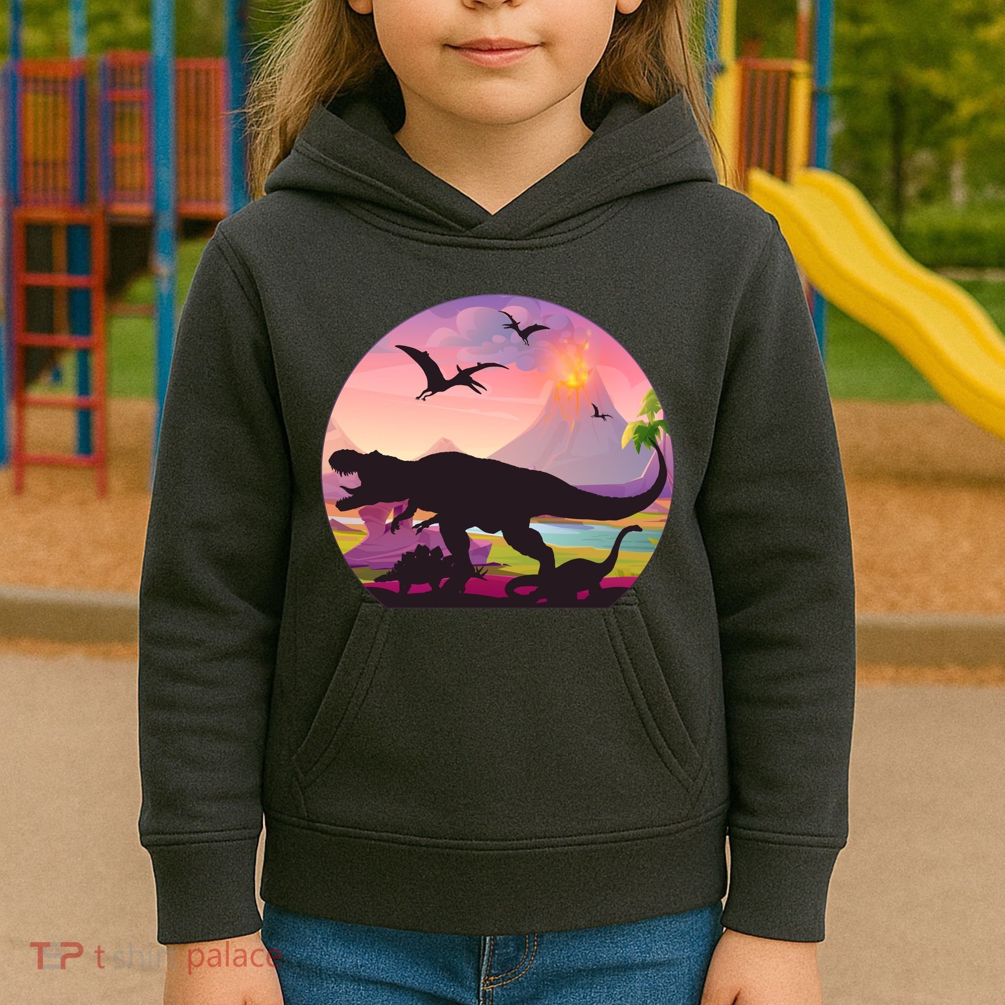 Cool Prehistoric Dinosaur Land Kids Hoodie