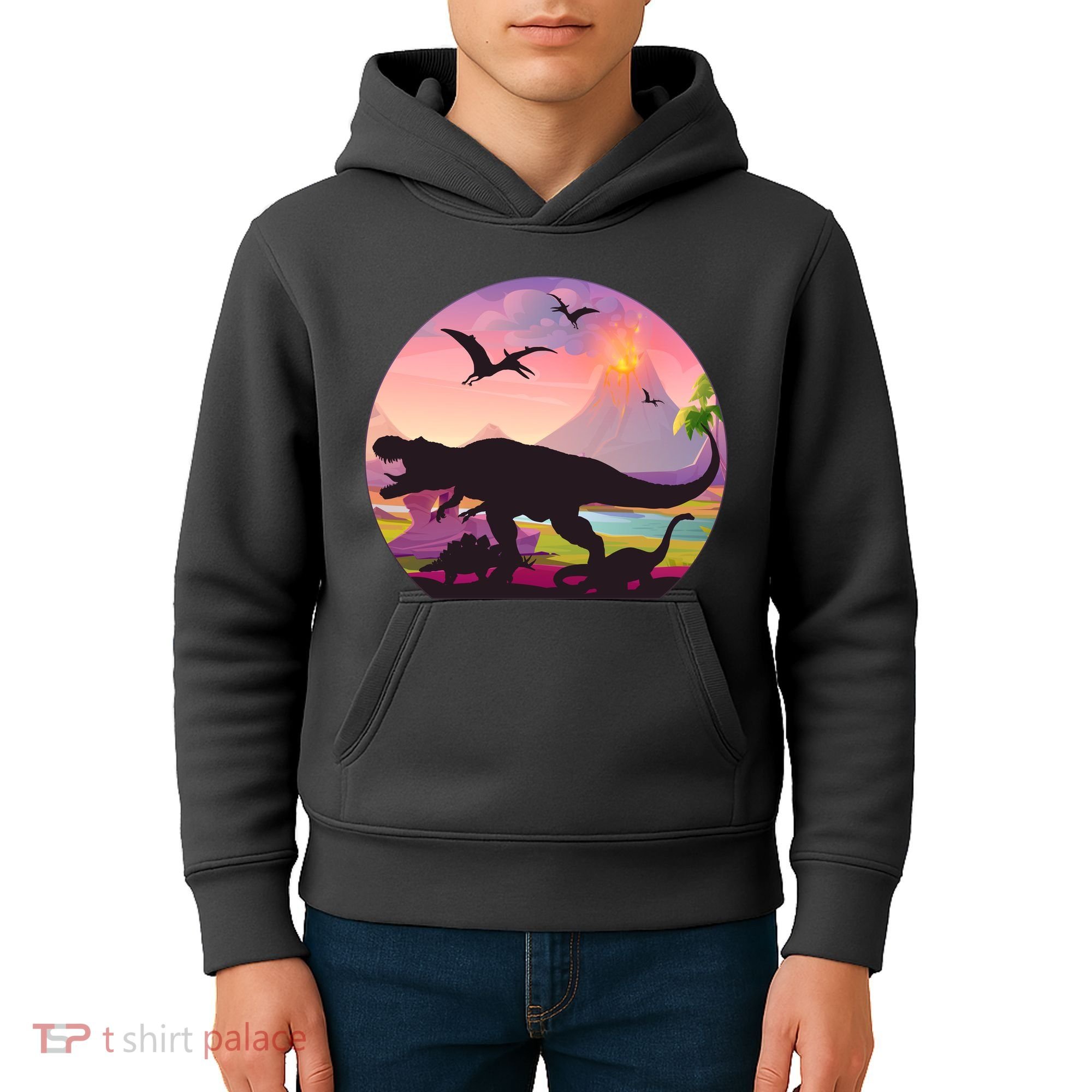 Cool Prehistoric Dinosaur Land Kids Hoodie