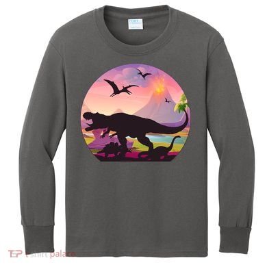 Cool Prehistoric Dinosaur Land Kids Long Sleeve Shirt