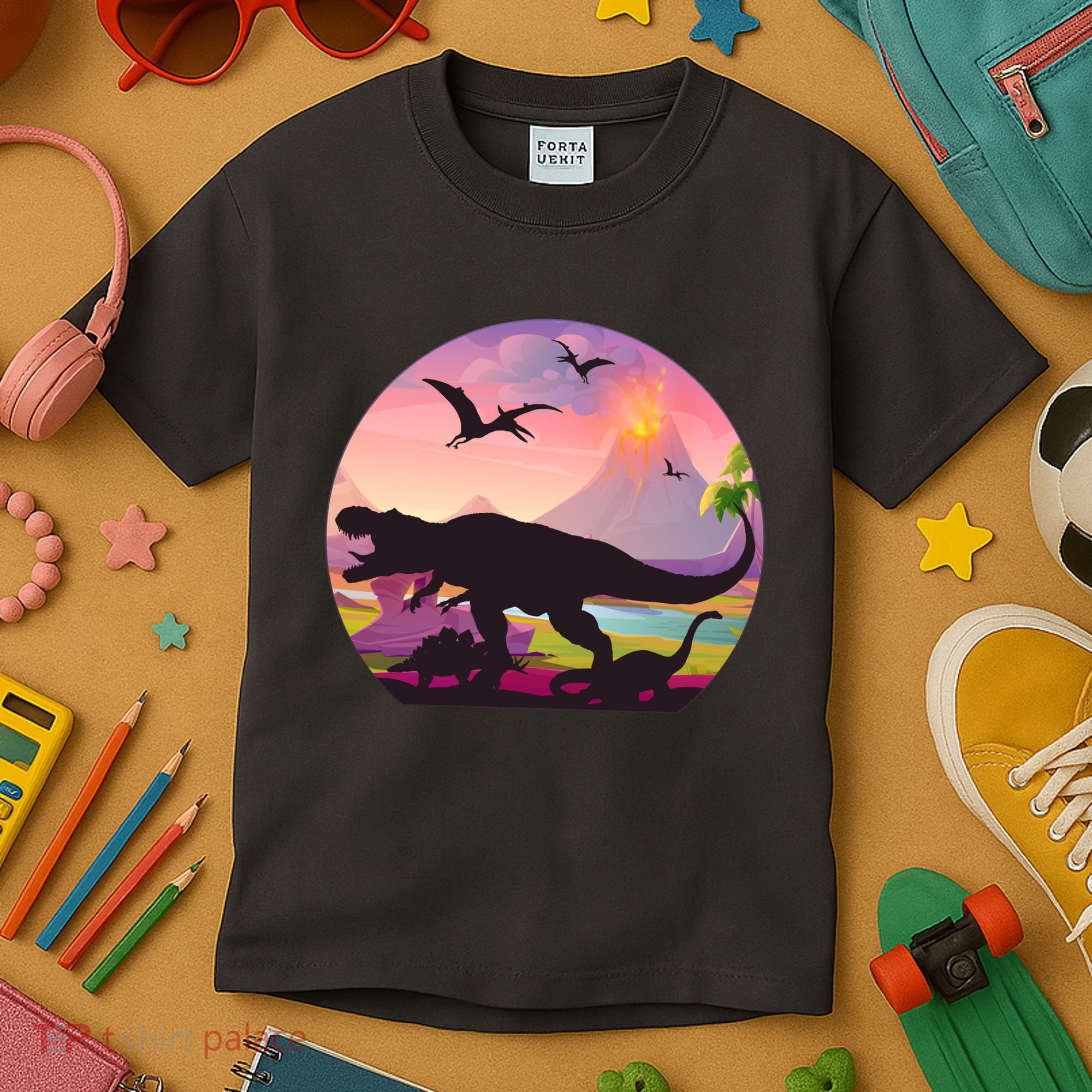 Cool Prehistoric Dinosaur Land Kids T-Shirt