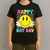 Colorful Polka Dot Smile Face Teacher Happy Dot Day 2024gift T-Shirt thumb 4