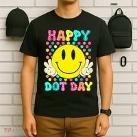 Colorful Polka Dot Smile Face Teacher Happy Dot Day 2024gift T-Shirt thumb 6