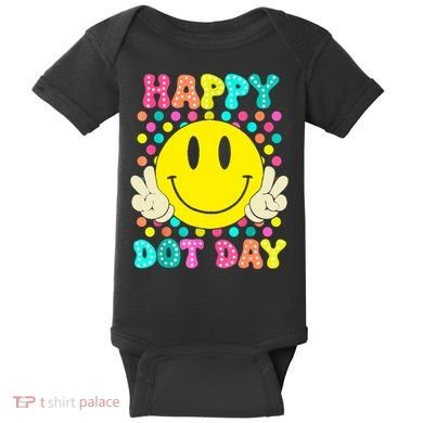 Colorful Polka Dot Smile Face Teacher Happy Dot Day 2024gift Baby Bodysuit