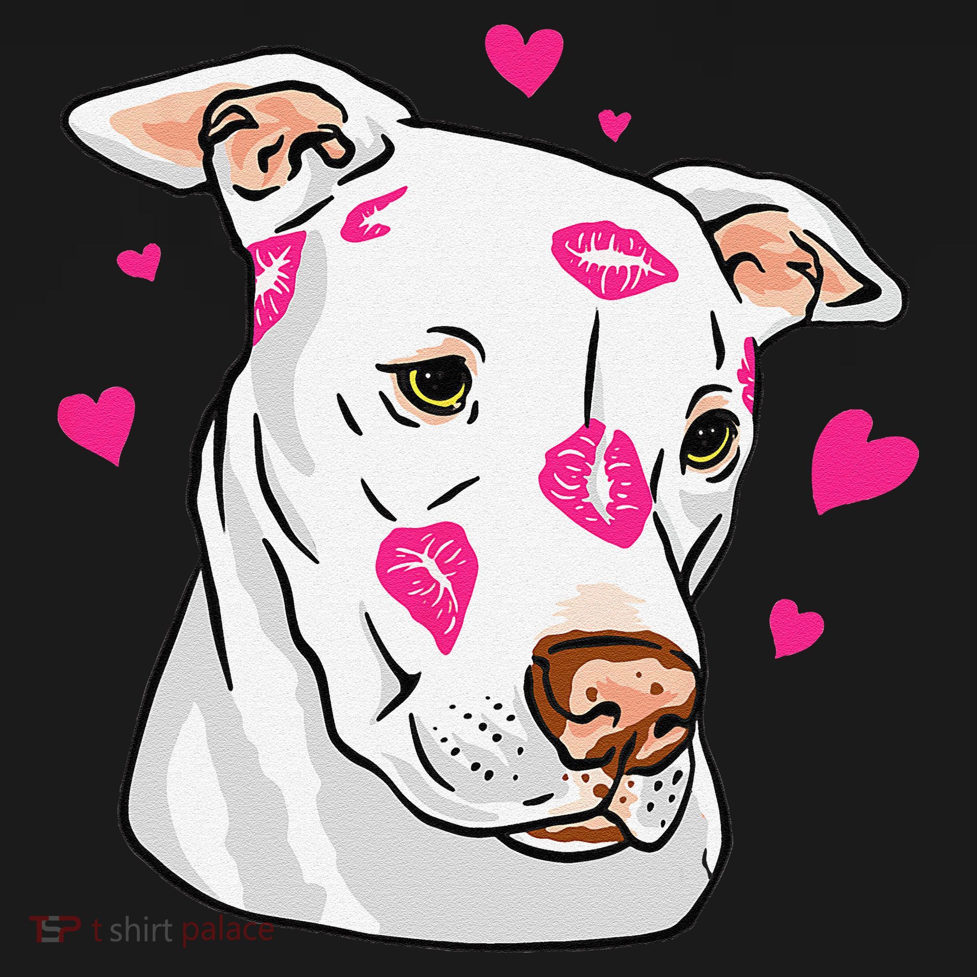 Cute Pitbull Dog Love And Hearts Funny I Love PitBull Dogs Apron