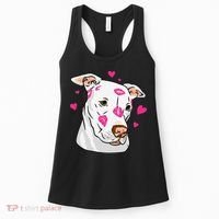Cute Pitbull Dog Love And Hearts Funny I Love PitBull Dogs Women's Tank Top thumb 0
