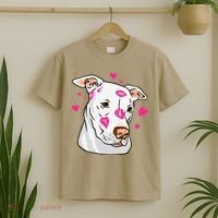 Cute Pitbull Dog Love And Hearts Funny I Love PitBull Dogs T-Shirt thumb 2