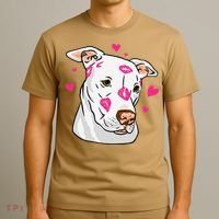 Cute Pitbull Dog Love And Hearts Funny I Love PitBull Dogs T-Shirt thumb 3