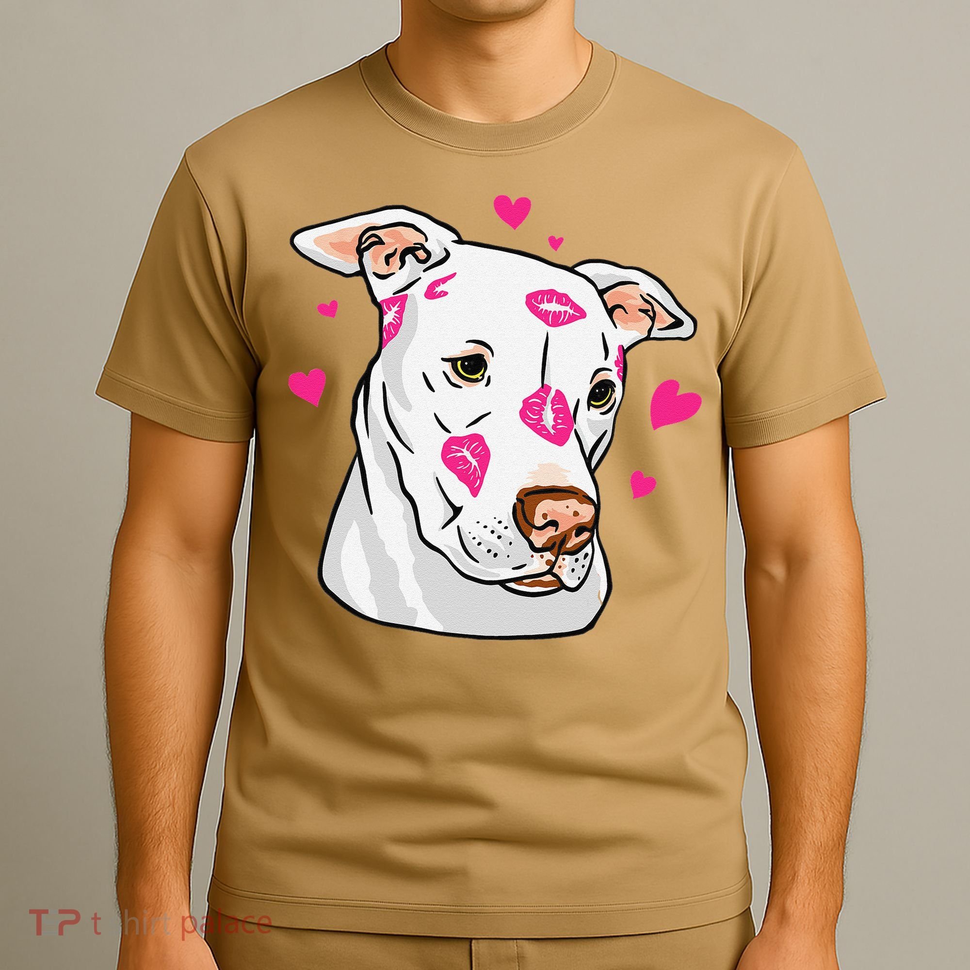 Cute Pitbull Dog Love And Hearts Funny I Love PitBull Dogs T-Shirt