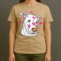 Cute Pitbull Dog Love And Hearts Funny I Love PitBull Dogs T-Shirt thumb 4