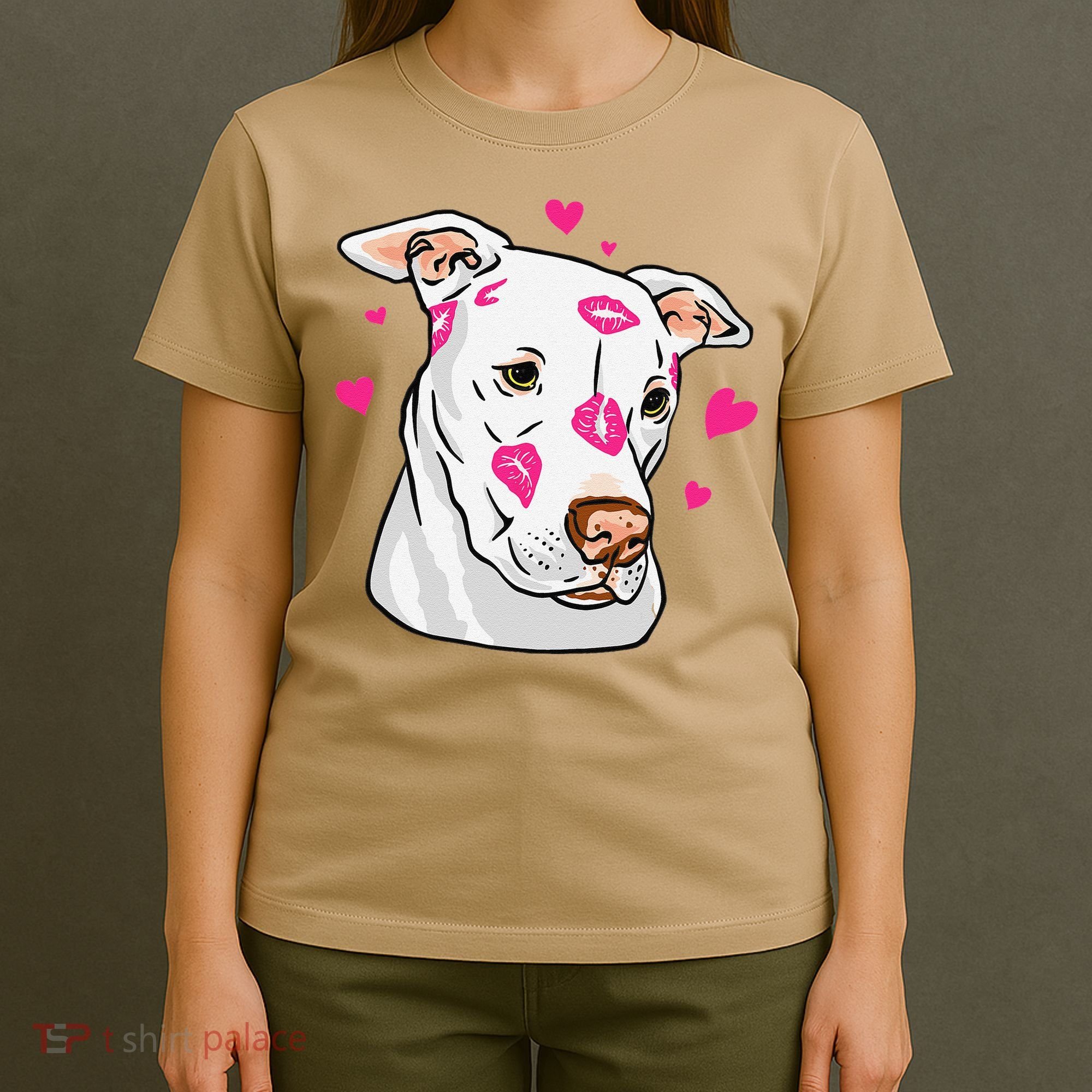Cute Pitbull Dog Love And Hearts Funny I Love PitBull Dogs T-Shirt