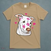 Cute Pitbull Dog Love And Hearts Funny I Love PitBull Dogs T-Shirt thumb 5