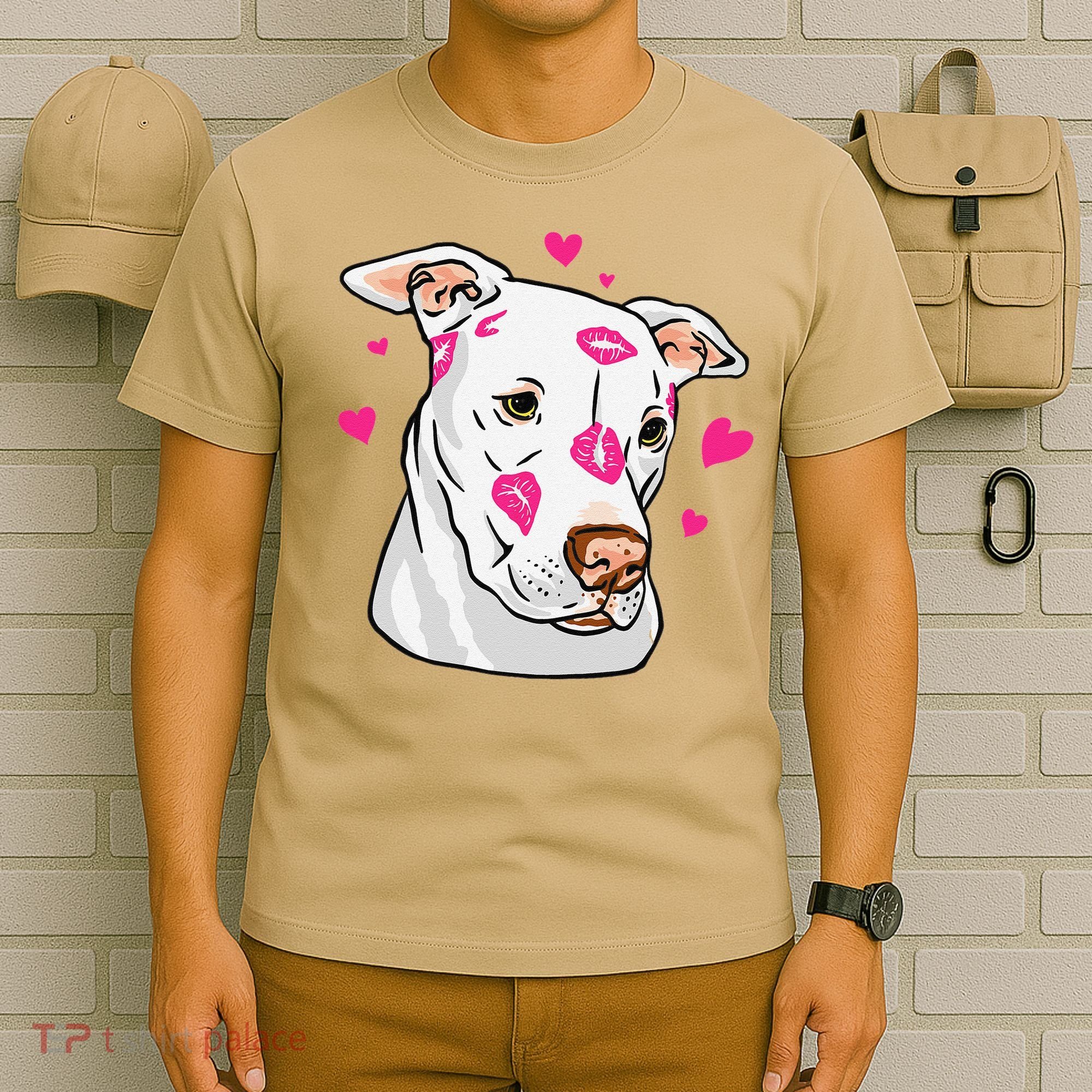 Cute Pitbull Dog Love And Hearts Funny I Love PitBull Dogs T-Shirt