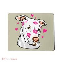 Cute Pitbull Dog Love And Hearts Funny I Love PitBull Dogs Mousepad thumb 0