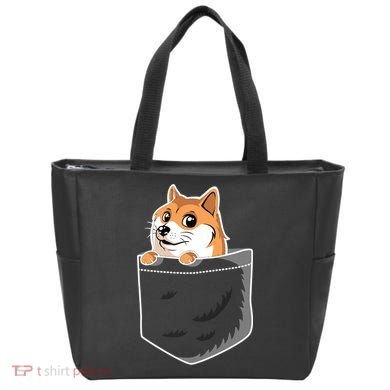 Cute Pocket Dog Design Tote Bag