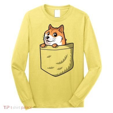 Cute Pocket Dog Design Long Sleeve Shirt
