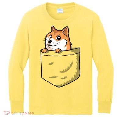 Cute Pocket Dog Design Kids Long Sleeve Shirt