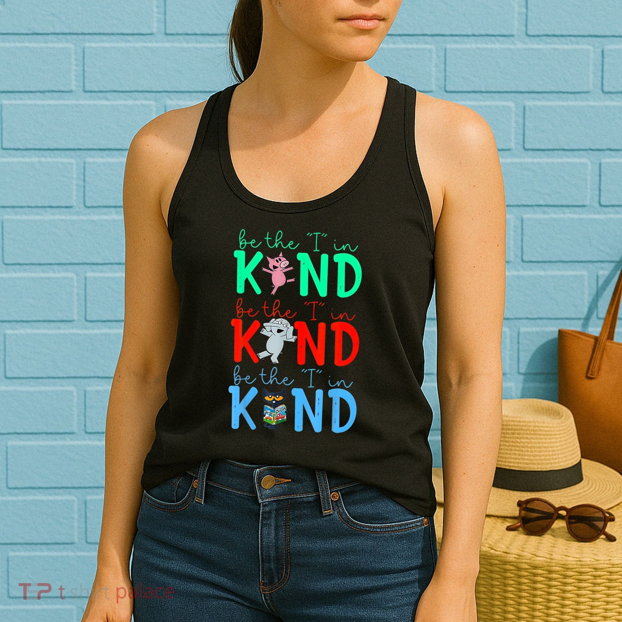 Cute Piggie Elephant Cat Motivational Kindness Quote Women's Tank Top