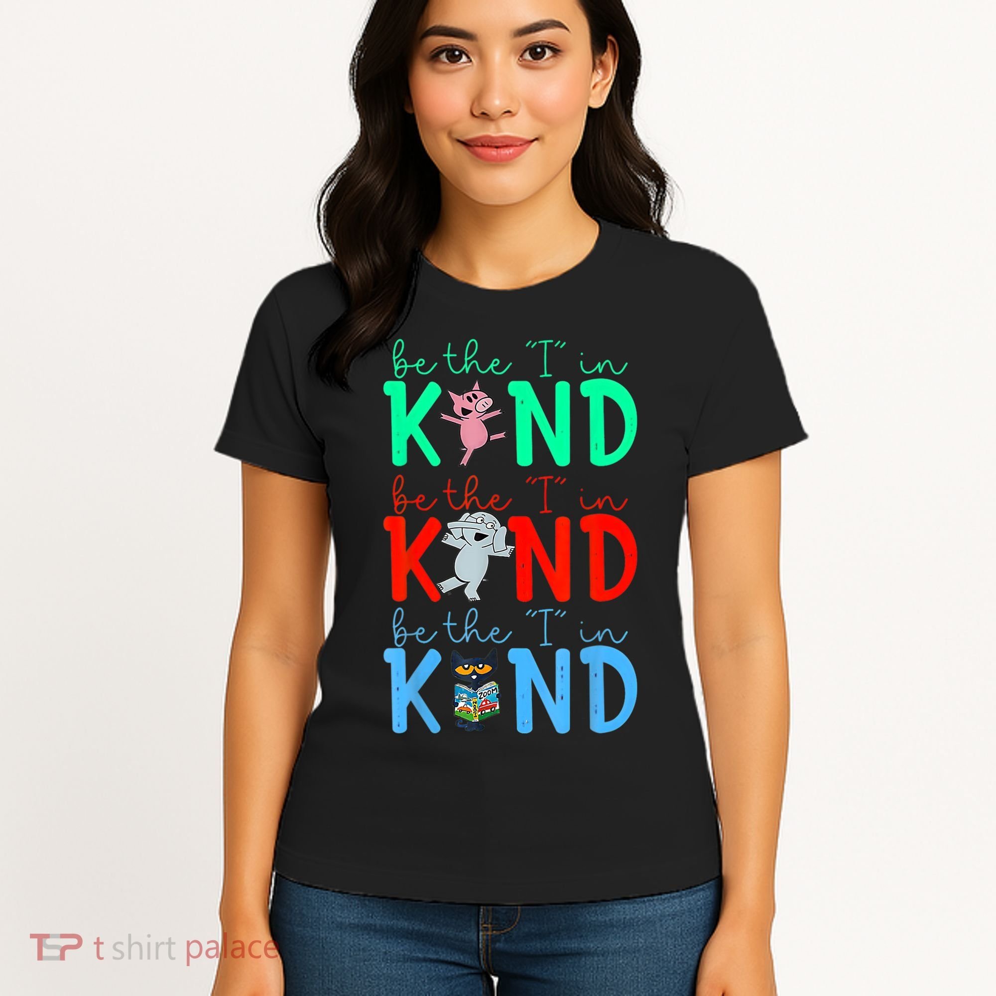 Cute Piggie Elephant Cat Motivational Kindness Quote Women's T-Shirt