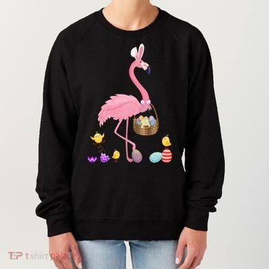 Cool Pretty Easter Gift Flamingo With Easter Basket Gift Women's Sweatshirt