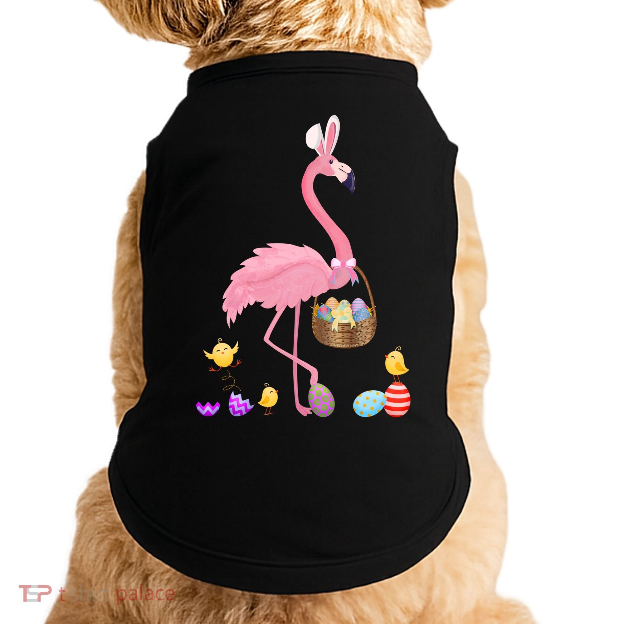Cool Pretty Easter Gift Flamingo With Easter Basket Gift Doggie Tank