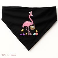 Cool Pretty Easter Gift Flamingo With Easter Basket Gift USA-Made Doggie Bandana thumb 0