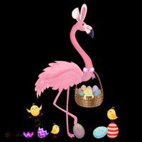 Cool Pretty Easter Gift Flamingo With Easter Basket Gift USA-Made Doggie Bandana thumb 2