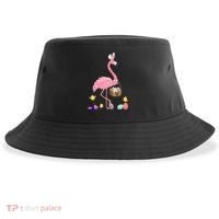 Cool Pretty Easter Gift Flamingo With Easter Basket Gift Sustainable Bucket Hat thumb 0