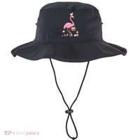 Cool Pretty Easter Gift Flamingo With Easter Basket Gift Bucket Hat thumb 0