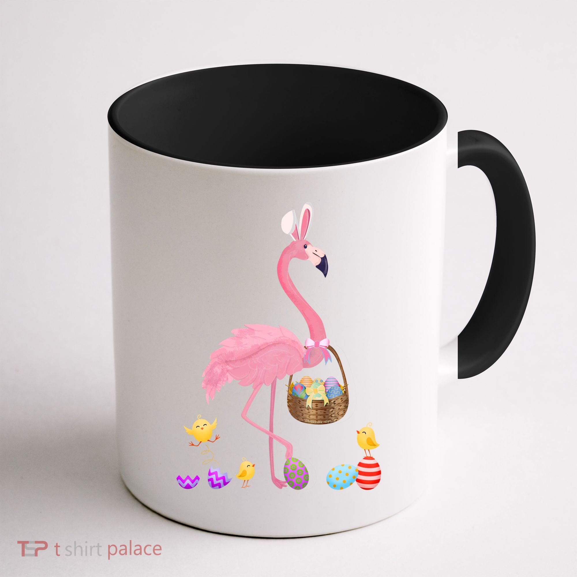 Cool Pretty Easter Gift Flamingo With Easter Basket Gift Coffee Mug