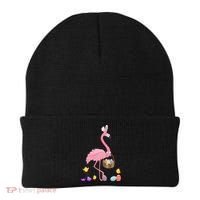 Cool Pretty Easter Gift Flamingo With Easter Basket Gift Beanie thumb 0