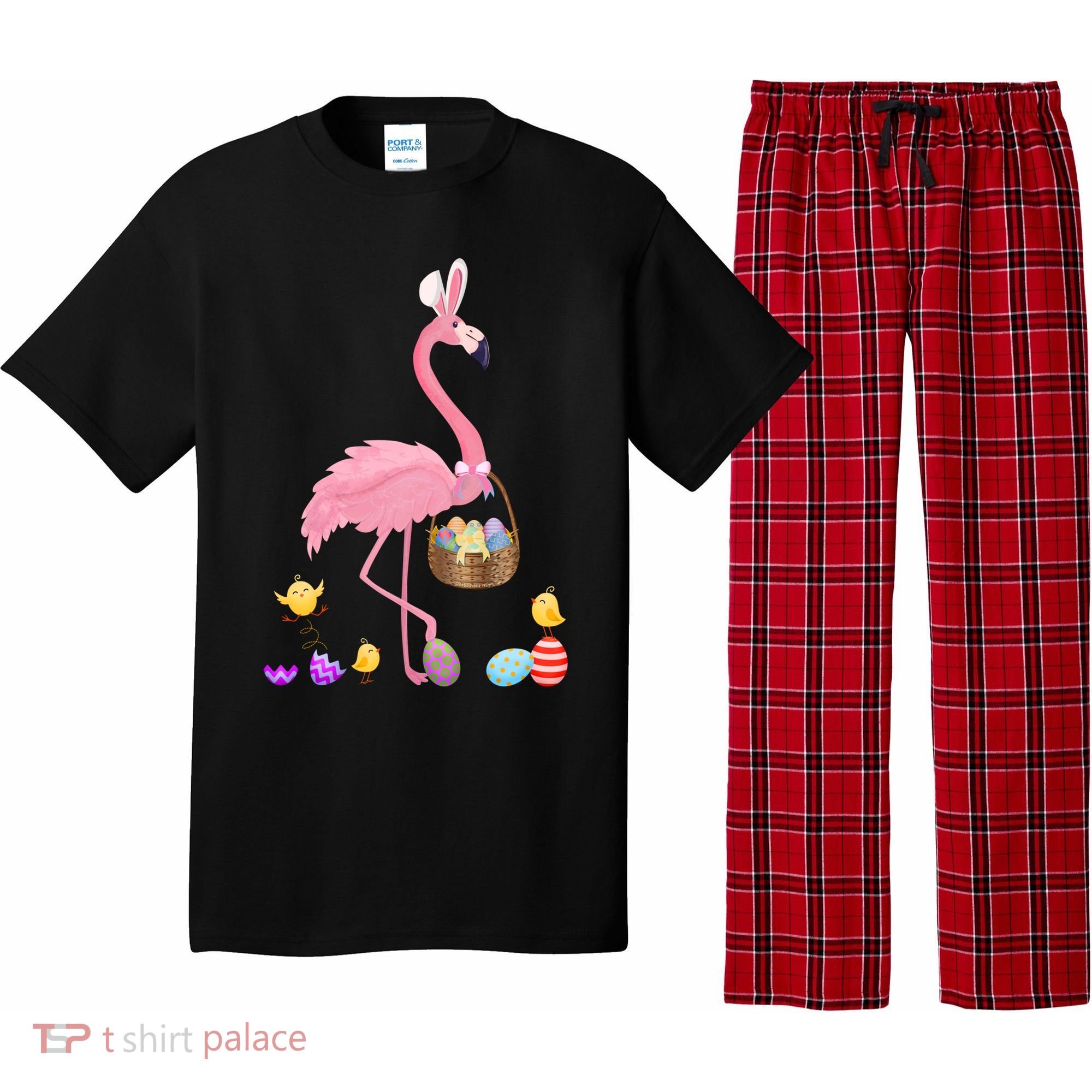 Cool Pretty Easter Gift Flamingo With Easter Basket Gift Pajama Set