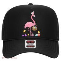 Cool Pretty Easter Gift Flamingo With Easter Basket Gift Hat thumb 0