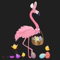 Cool Pretty Easter Gift Flamingo With Easter Basket Gift Golf Towel thumb 3