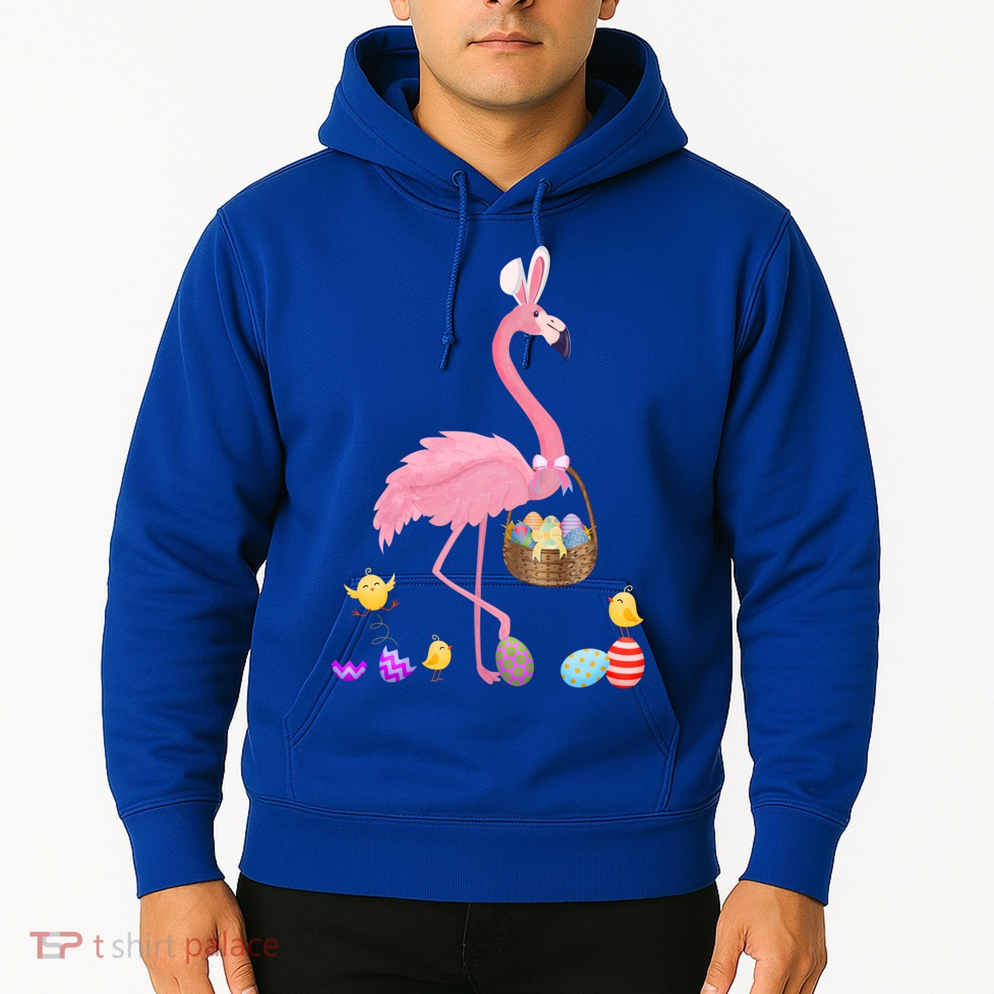 Cool Pretty Easter Gift Flamingo With Easter Basket Gift Hoodie