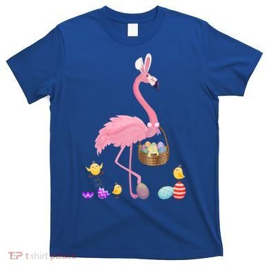 Cool Pretty Easter Gift Flamingo With Easter Basket Gift T-Shirt