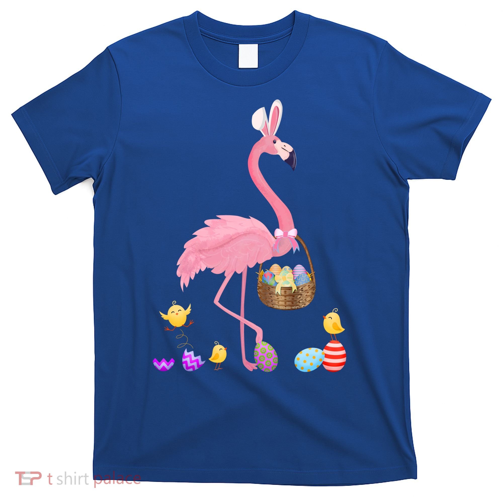 Cool Pretty Easter Gift Flamingo With Easter Basket Gift T-Shirt
