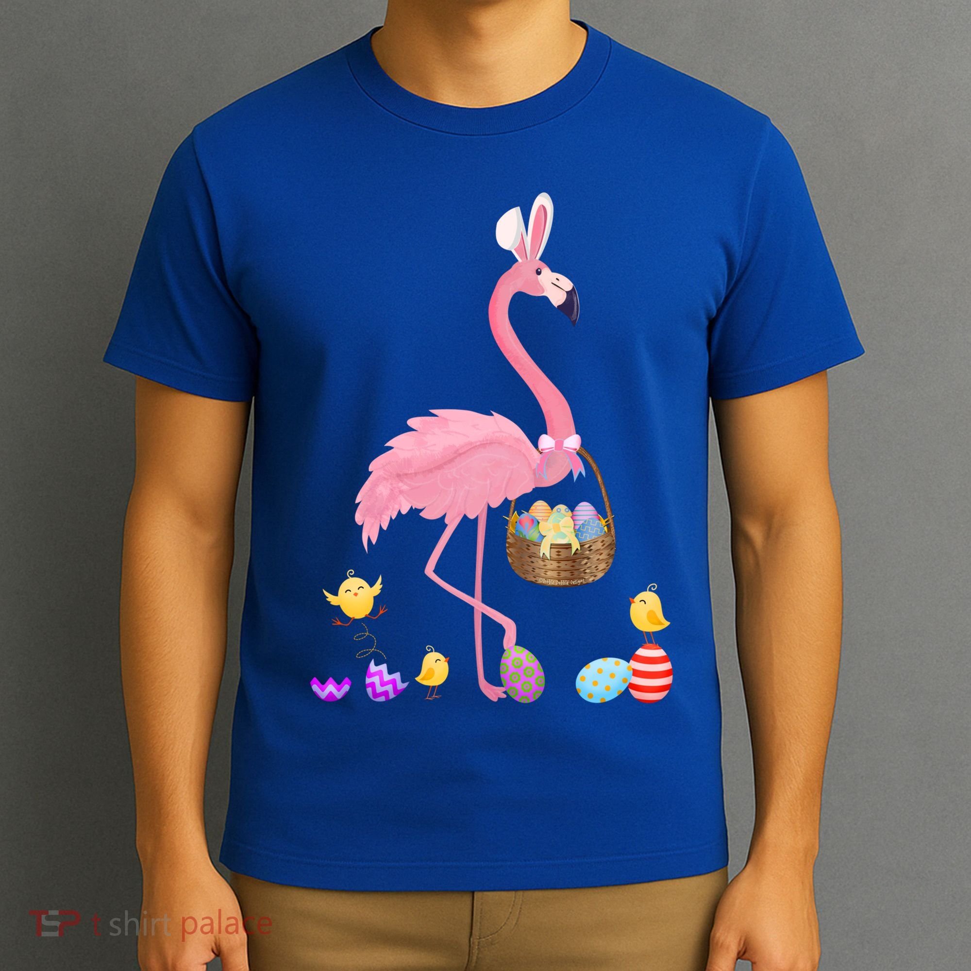 Cool Pretty Easter Gift Flamingo With Easter Basket Gift T-Shirt
