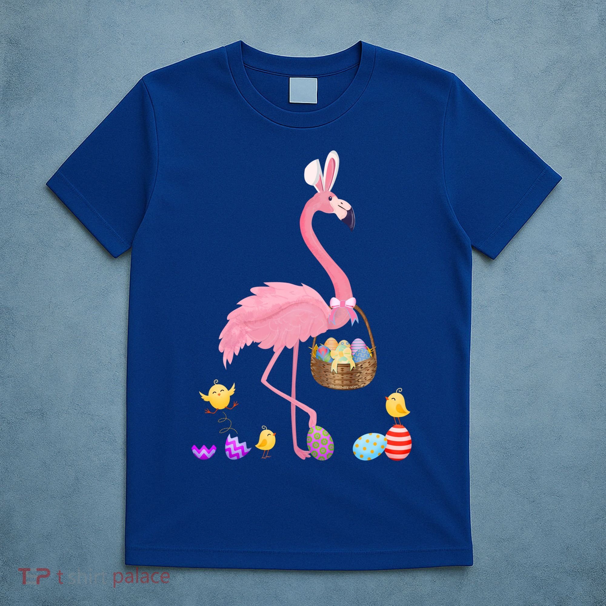 Cool Pretty Easter Gift Flamingo With Easter Basket Gift T-Shirt