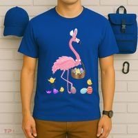 Cool Pretty Easter Gift Flamingo With Easter Basket Gift T-Shirt thumb 6