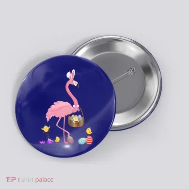 Cool Pretty Easter Gift Flamingo With Easter Basket Gift Button