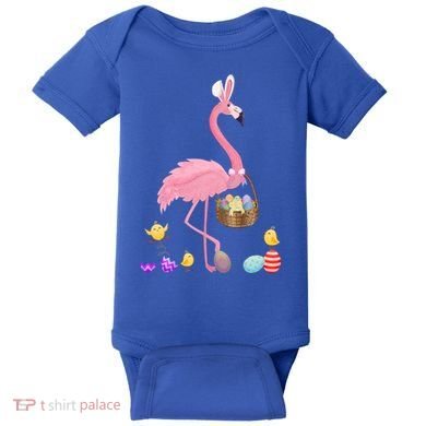 Cool Pretty Easter Gift Flamingo With Easter Basket Gift Baby Bodysuit