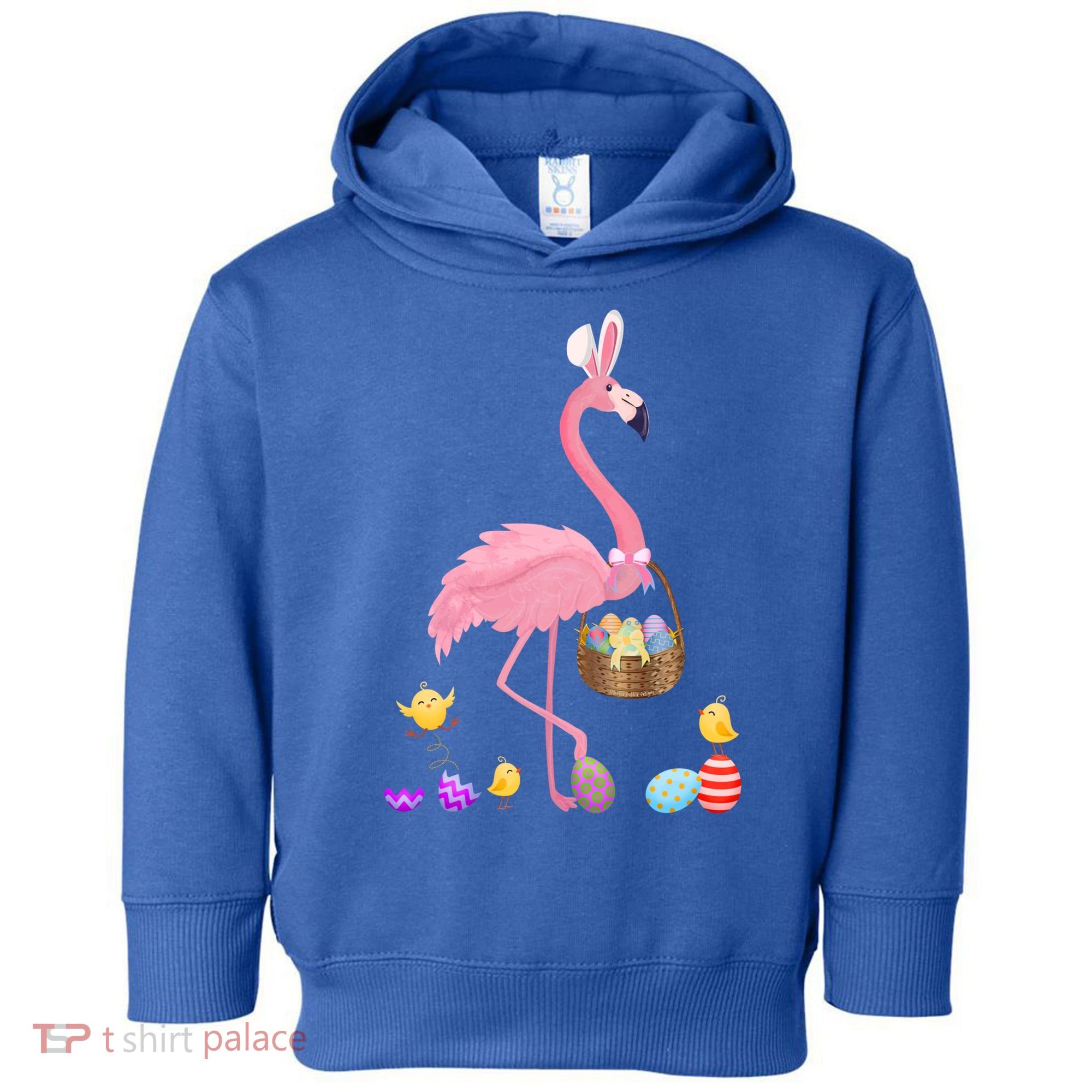 Cool Pretty Easter Gift Flamingo With Easter Basket Gift Toddler Hoodie