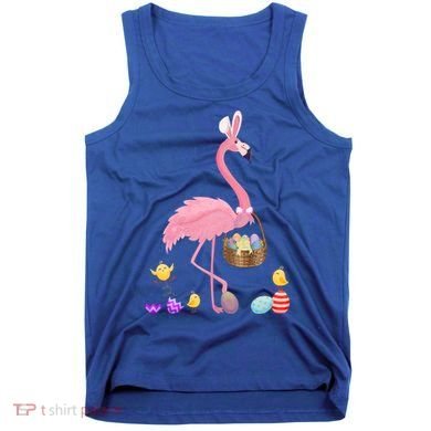 Cool Pretty Easter Gift Flamingo With Easter Basket Gift Tank Top