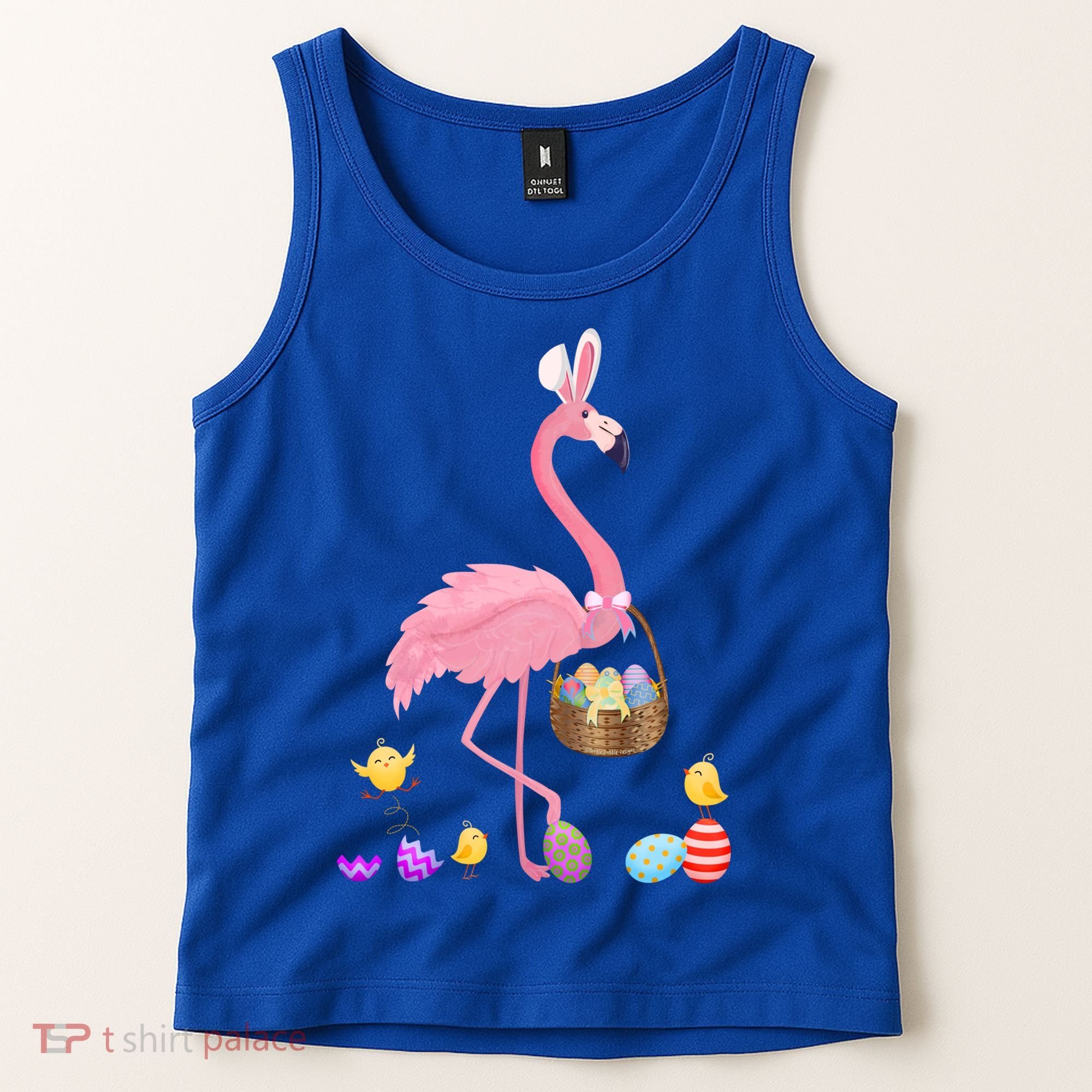 Cool Pretty Easter Gift Flamingo With Easter Basket Gift Tank Top