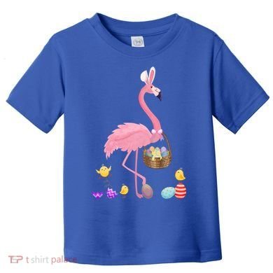 Cool Pretty Easter Gift Flamingo With Easter Basket Gift Toddler T-Shirt
