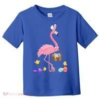 Cool Pretty Easter Gift Flamingo With Easter Basket Gift Toddler T-Shirt thumb 0