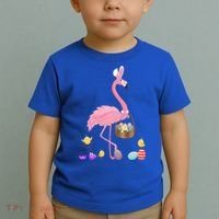 Cool Pretty Easter Gift Flamingo With Easter Basket Gift Toddler T-Shirt thumb 2