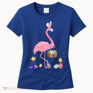 Cool Pretty Easter Gift Flamingo With Easter Basket Gift Women's T-Shirt